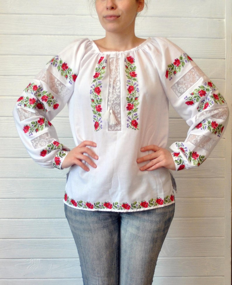 Women Blouse with traditional Ukrainian embroidery blouse Etsy