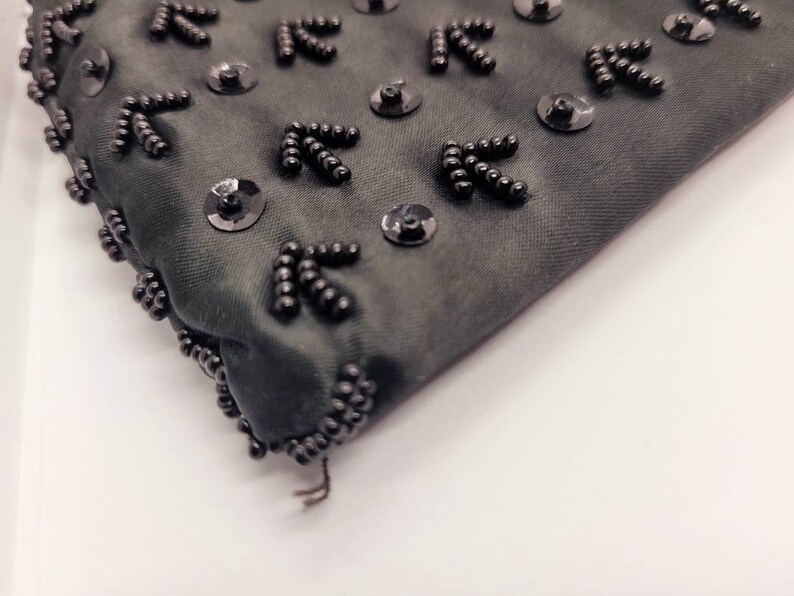 Vintage Black Beaded Clutch Evening Bag Clutch