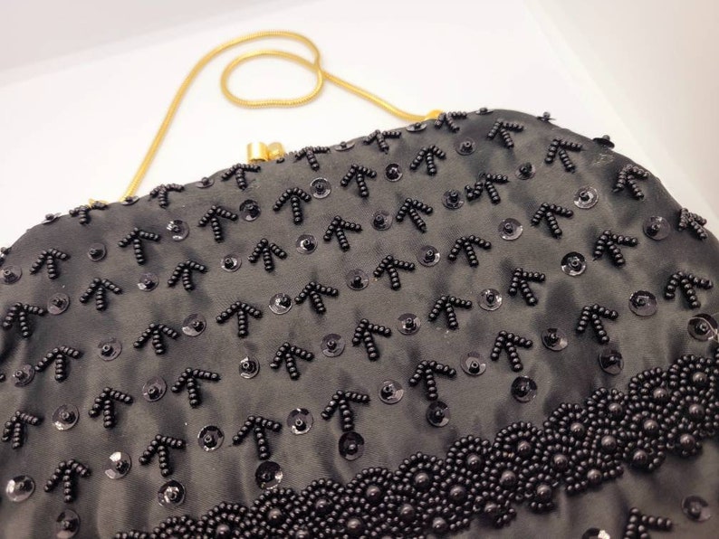 Vintage Black Beaded Clutch Evening Bag Clutch