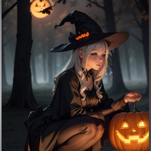 Halloween Digital Art, Witch In A Forest, Halloween Graphic Tee ,Halloween Sweatshirt, Halloween Mug, Downloads