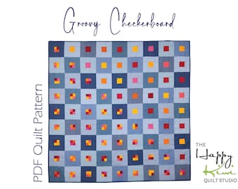 Groovy Checkerboard Quilt Pattern PDF | Scrap and Jelly Roll Friendly | Beginner Modern Design