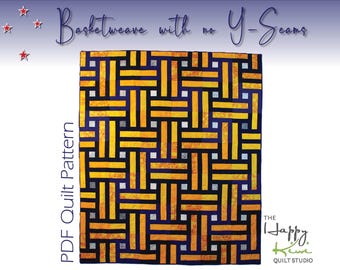 Basketweave Quilt Pattern with No Y-Seams | Easy to Sew Modern Quilt Design Instant Digital Download