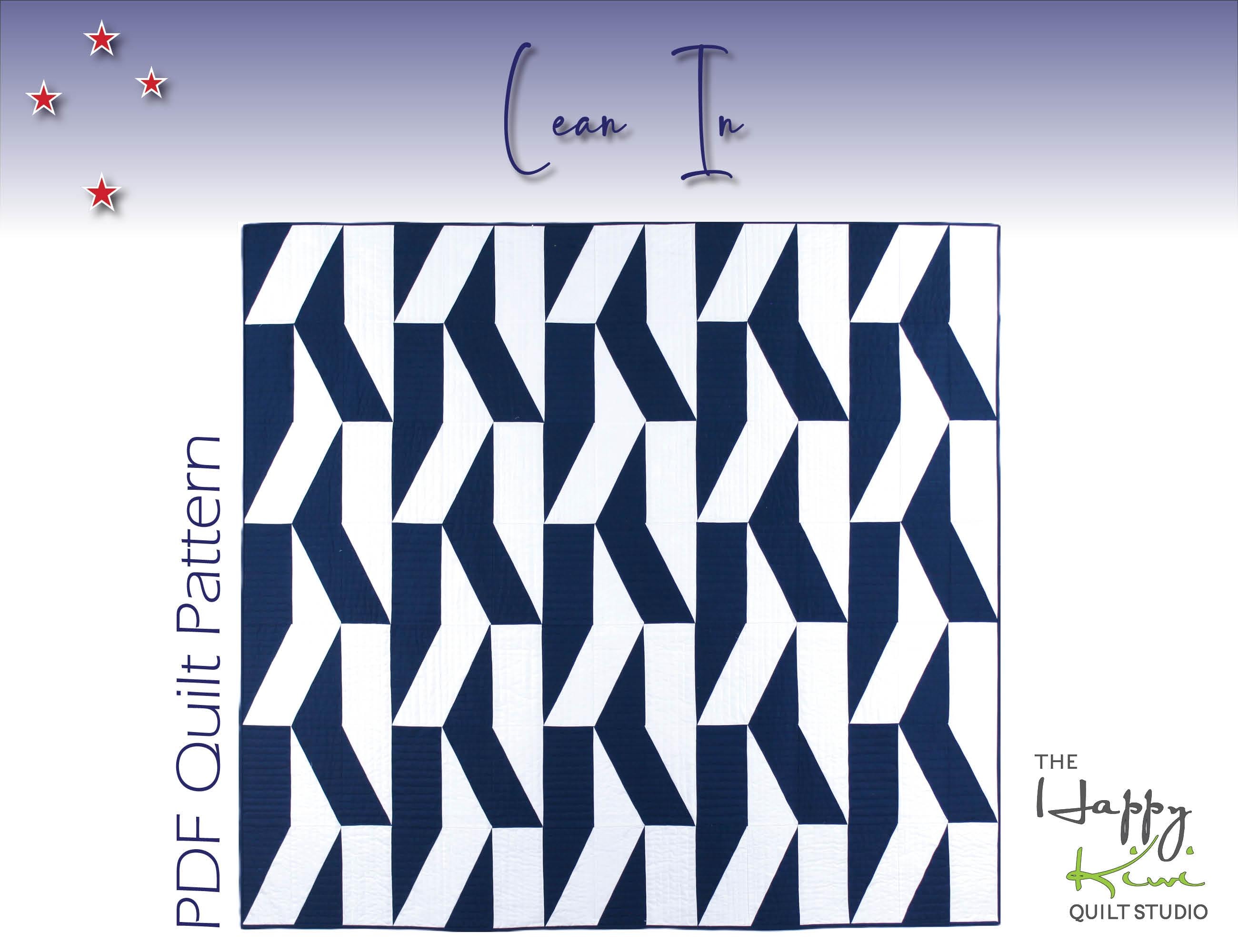Lean In Quilt Pattern - Modern Optical Illusion Quilt Design, PDF Pattern for Quilting & Craft Projects