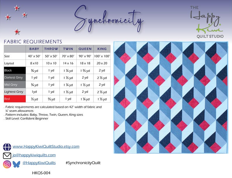 Synchronicity Quilt Pattern | Modern Geometric Design | 3D Illusion ...