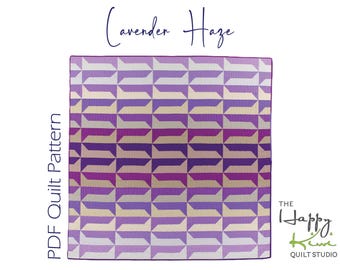 Lavender Haze Quilt Pattern | Modern Geometric Gradient Design (PDF Pattern)