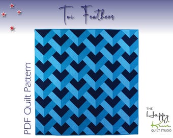 Tui Feathers Quilt Pattern – Modern Quilt Design Inspired by New Zealand’s Tui Bird, Digital PDF for Confident Quilters