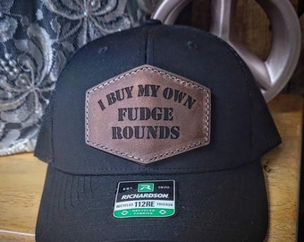 Fudge Rounds Hat, Richardson 112, Leather Patch Hat, Dad Gifts