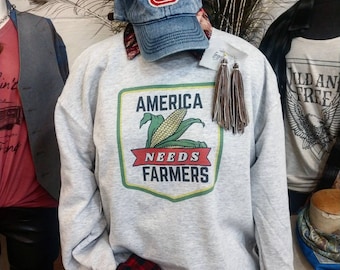 America Needs Farmers Sweatshirt, farmers wife gifts,farm shirt, ag shirt, agriculture gifts, farmer crewneck, farmer gifts, gift for farmer