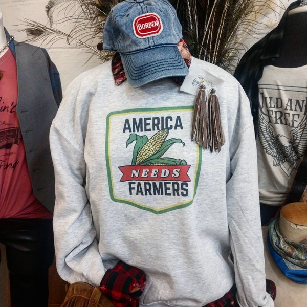 America Needs Farmers Sweatshirt, farmers wife gifts,farm shirt, ag shirt, agriculture gifts, farmer crewneck, farmer gifts, gift for farmer