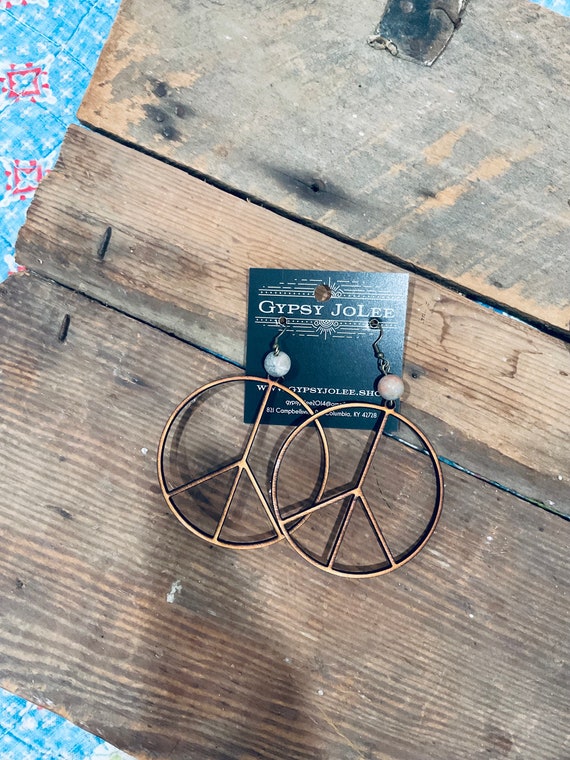 Orecchini Simbolo Della Pace Grandi E Rotondi - Gioielli Geometrici Hippie In Acciaio Inossidabile, Regalo Per Donne E Ragazze - 3