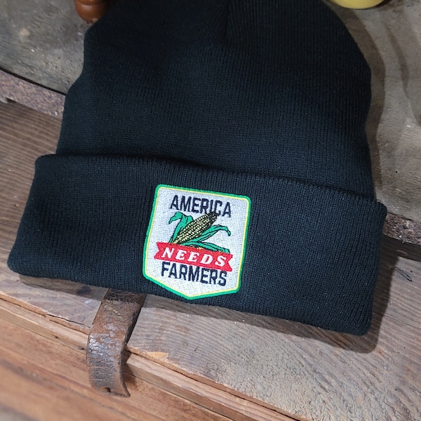 America Needs Farmers Beanie, Farmers Gifts,  Agriculture Gifts, Gifts for Dad, Support Your Local Farmer, Farmers Wife Gifts, Valentine Day