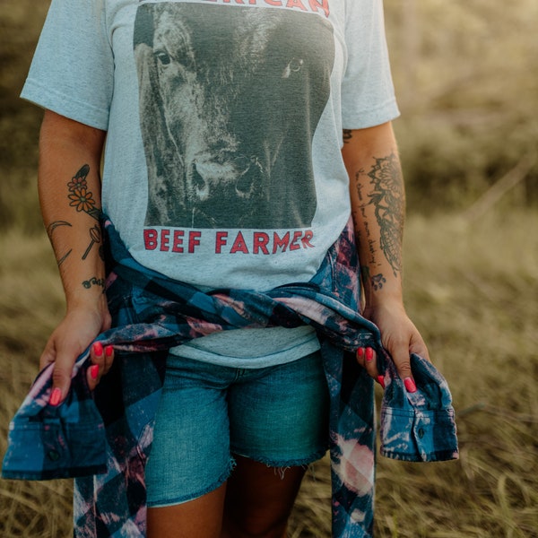 American Beef Farmer Tshirt,  Ag Shirt, Agriculture Gifts, Farmer Gifts, Farmer Tshirt, Farmers Wife Gifts, Ranch Shirt, Rancher Gifts,  Ag