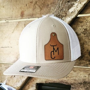 Cow Tag Patch hat, Richardson 112 Hats, customized hats, custom leather patch hats, custom hats for men, handmade gifts, Personalized gifts