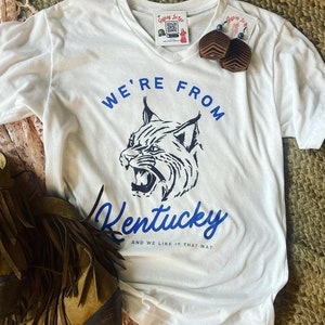 Kentucky V-Neck Tee, Kentucky Wildcats, KY t-shirt, tie dye graphic tee, Kentucky pride shirt, university of Kentucky, school spirit, Cats