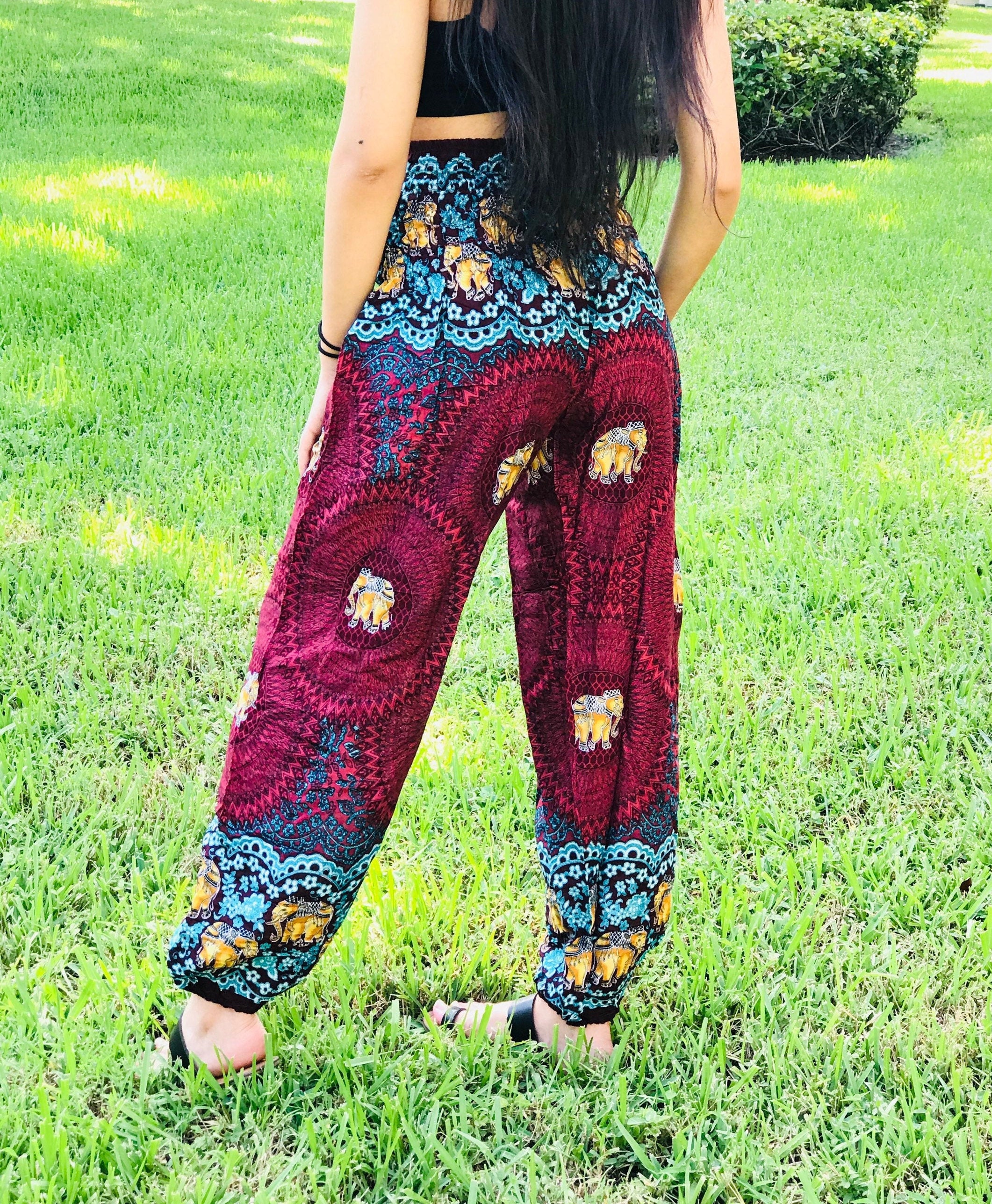 Womens Boho Harem Pants High Waisted Wide Leg Hippie Pants Etsy
