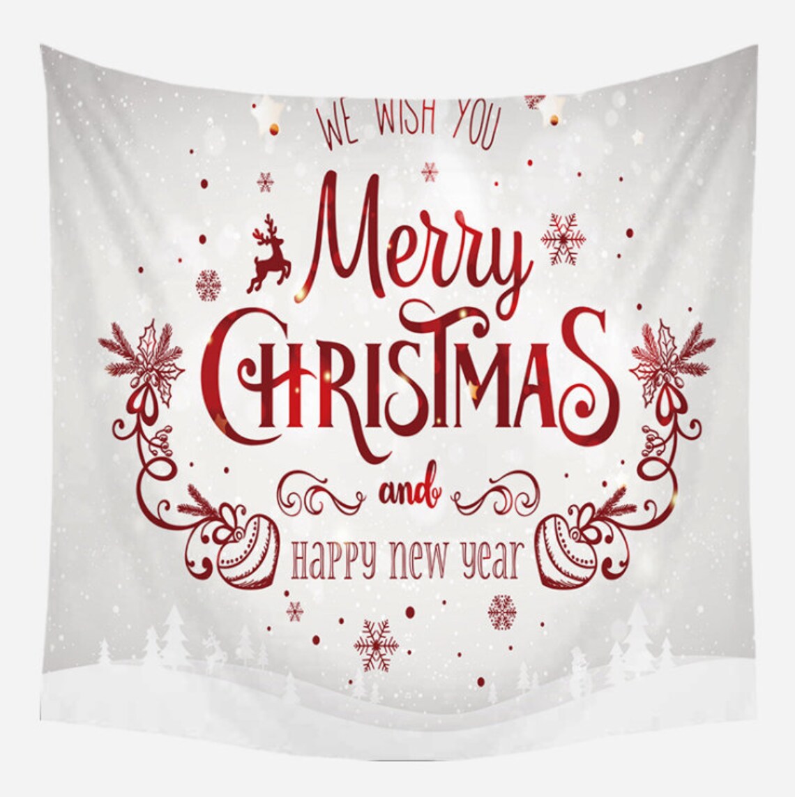 Merry Christmas Tapestry Holiday Decor Tree Tapestry Snow Etsy