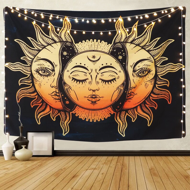 Sun Moon Tapestry Boho Wall Hanging Hippie Wall Decor Etsy