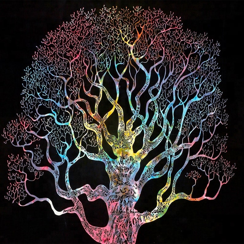 Tie Dye Tree of Life Tapestry Boho Hippie Wall Decor Bohemian Etsy