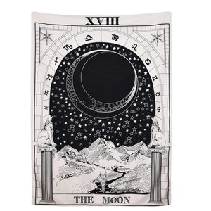 Astrology Tarot Celestial Tapestry Fall Decor, Tarot Moon Star Sun Design Wall Hanging, Boho Wall Decor for Home, Tarot Astrology Gift