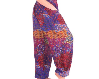 Sarouel bohème femme taille haute large pantalon hippie, pantalon de yoga ample bohème bohème, pantalon bohème coloré entrejambe bas, cadeaux pour elle