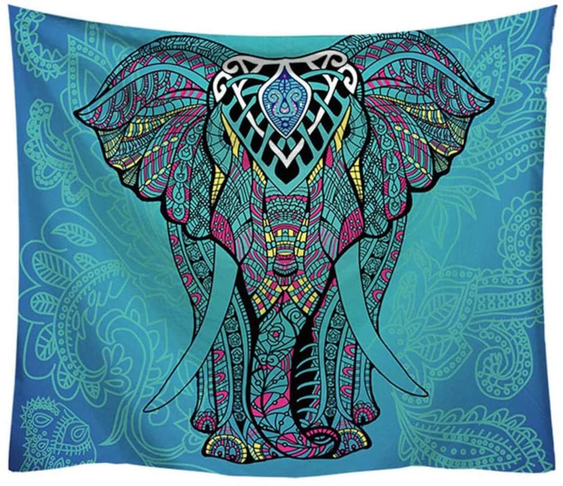 Elephant Boho Hippie Tapestry Psychedelic Room Wall Decor | Etsy