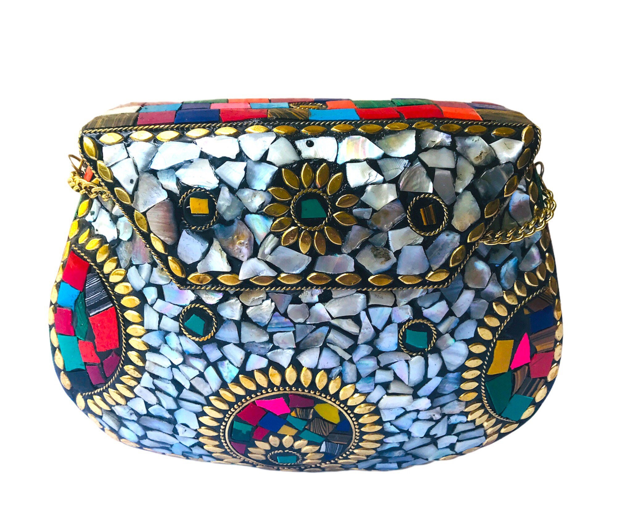 Mother Of Pearl Mosaic Clutch Bag, Latest Metal Clutch Bag By Tradnary Exim  Pvt Ltd