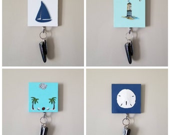 Towel Hook with Tropical Details, Hook for Keys, Tropical Handbag Hook, Beach Home Decor, Coastal Towel Hook, Utility Hook, Coastal Decor