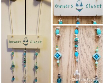 Owners Closet Hanging Sign With Shells Charms And Bead Etsy