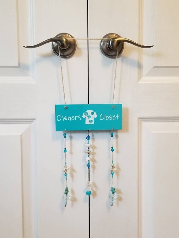 Owners Closet Hanging Sign With Shells Charms And Bead Etsy