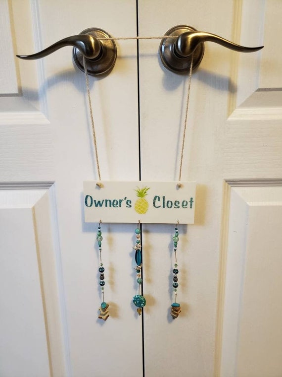 Owners Closet Sign With Shells Charms Beads And Pineapple Etsy