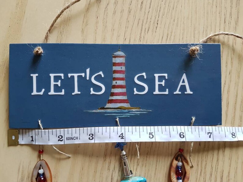 Boat Decor Let/'s Sea Summer Ornaments Let/'s Sea Hanging Sign with Shells Beach Home Door Hanger Hanging Sign Charms and Bead Adornments