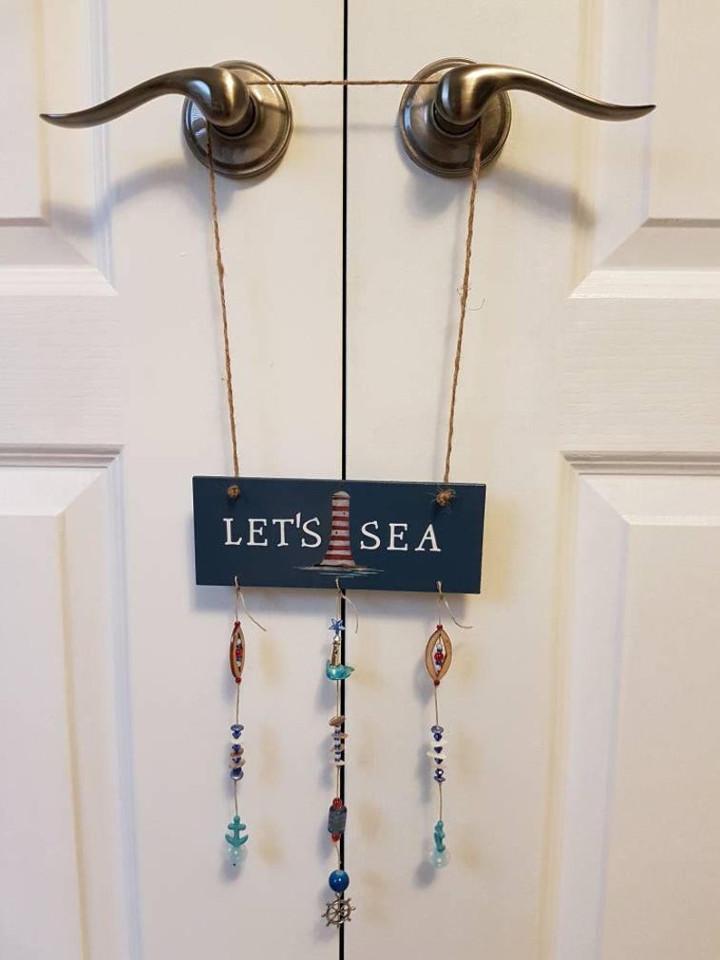 Boat Decor Let/'s Sea Summer Ornaments Let/'s Sea Hanging Sign with Shells Beach Home Door Hanger Hanging Sign Charms and Bead Adornments