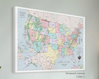 National Park Gifts for Her Birthday Wife, Custom Travel Anniversary Gift for Girlfriend, Woman Anniversary Gift Map of the National Parks