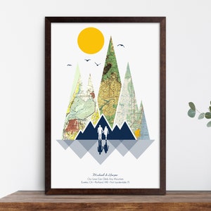 Custom Mountain Map Anniversary Gift for Husband from Wife, Christmas Gift for Men, Personalized Wedding Gift for Couple, Valentine Day Gift