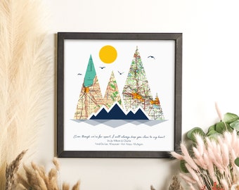 Mirror Mountain Atlas Map, 1-5 Locations, Personalized Travel Gift for Uncle from Niece and Nephew, Birthday Idea, Christmas, Fathers Day