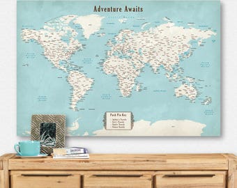 Personalized Map World Pushpin 24x36 Push Pin Map Travel Home Decor Custom Pinboard Graduation Gift for Sister
