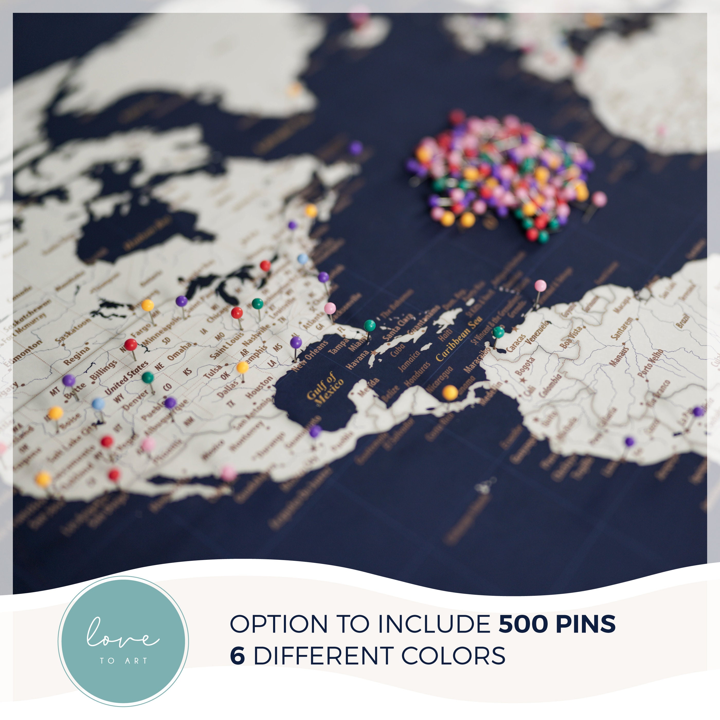 World Map Push Pin Map of the World Travel Map Push Pin - Etsy