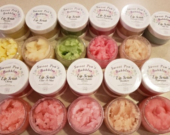 Lip Scrubs, Sugar Lip Scrubs, Bubble Gum, Mai Tai Punch, Coconut Cream, Cherry, Strawberry, Limeade, Honey,Peppermint, Vanilla