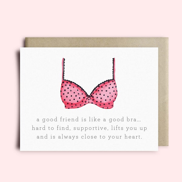 Friendship Card,Funny Friendship card,girlfriend card, thinking of you card,best friend card,bra card,friend birthday card,friendship gift,