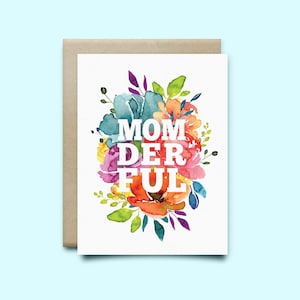 Carte Momderful, carte de fête des mères, carte pour maman, cadeau de fête des mères, cadeau pour maman, carte aquarelle florale, carte fleur de fête des mères, carte maman