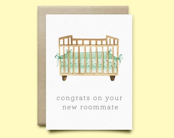 Crib New Baby Card | baby Congratulations, Baby shower card, new baby card, baby shower gift, new roomate,new baby gift,baby card,funny baby