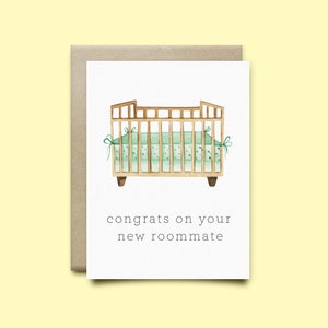 Crib New Baby Card | baby Congratulations, Baby shower card, new baby card, baby shower gift, new roomate,new baby gift,baby card,funny baby