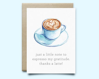 Coffee Thank You card | thank you card | thank you greeting card |  thanks card, gratitude card, thank you gift, punny card, funny thank you