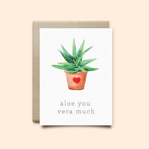 Carte d'aloès | Carte de la Saint-Valentin | Carte d'amour, carte d'anniversaire, saint valentin, carte de petit garçon, saint valentin drôle, carte mignonne, carte drôle, carte de plante, aloès