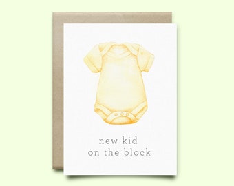 New Kid on the Block Card, baby Congratulations, Baby shower card, new baby card, baby shower gift, new baby gift, funny baby card,baby card