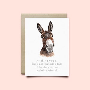 Donkey Birthday Card, Birthday Card, Punny Card, Funny Card, funny birthday Card, Donkey card, Donkey gift, cute birthday card, animal card