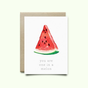 Carte de vœux pastèque « Vous êtes un dans un melon » | Carte d’anniversaire | Carte aquarelle | Carte drôle | Juste parce que la carte