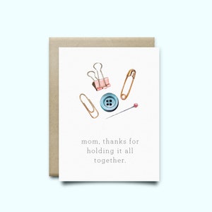 Carte de la fête des Mères. Maman, merci d’avoir tenu le tout ensemble » | Carte de maman, cadeau de jour de la mère, carte drôle de jour de mère, carte pour maman, maman de remerciement