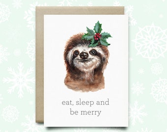 Sloth Holiday Card,funny holiday card,Cute Christmas,pun christmas card,Funny Christmas card,funny holiday card,sloth gift, sloth christmas