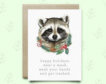 Raccoon Holiday Card | funny holiday card | Cute Christmas|Pandemic card |Funny Christmas|Covid Christmas card|Raccoon card|2020 card